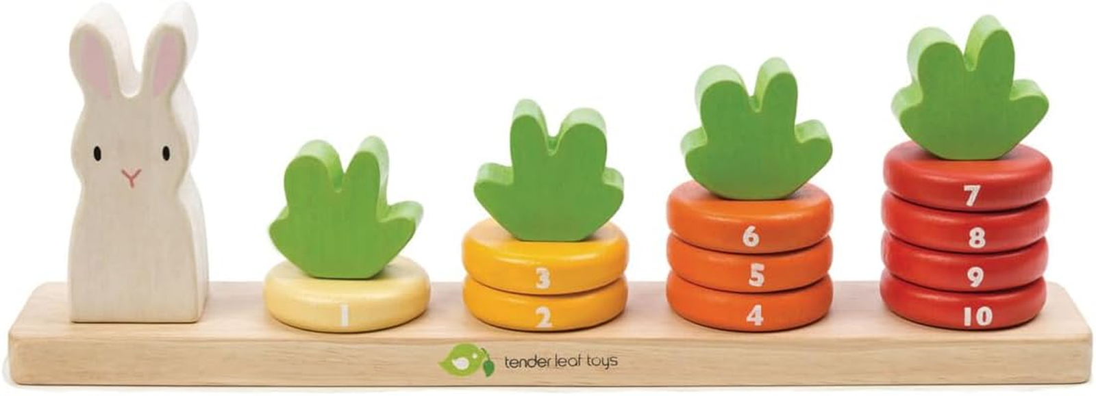 Wooden Carrot Ring Stacker for Early Learning and Counting Skills  