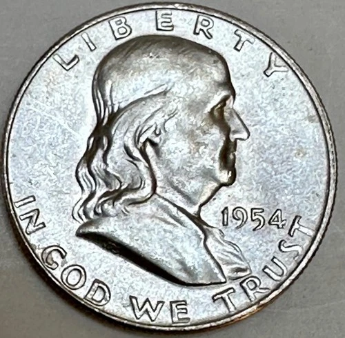 1954 D Franklin Half Dollar - Silver, Very Good Condition, Free Shipping