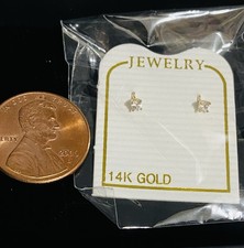 14K Solid Gold Round Baby CZ Screw Back Earrings Children Studs 2MM