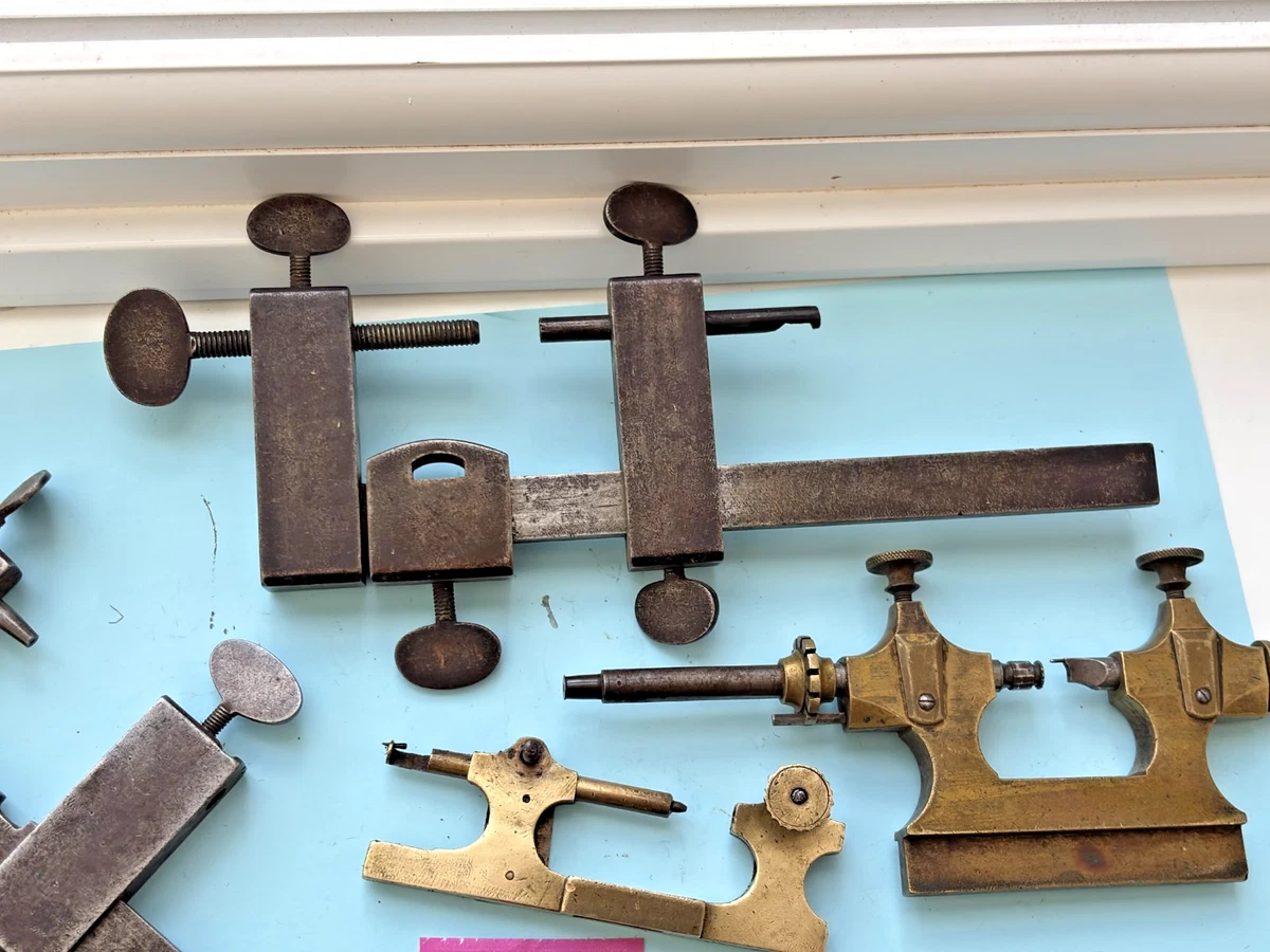 Antique Watchmakers lathe Mystery TOOLS for wheels truing tools Antique big lot