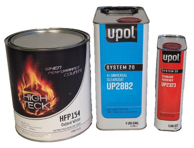 Oxford White Basecoat Paint Ford YZ High Teck HFP154 & U-Pol UP2882 Clearcoat