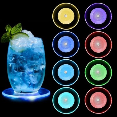8er LED Untersetzer Bierdeckel Leuchtend Bunt Blinkend für Getränke Gläser Party