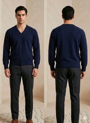The Mill Shop NewMill Elgin Pure Cashmere Blue Pullover Size L Scotland 44''
