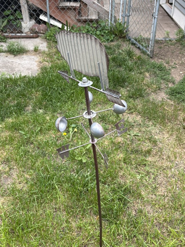 Vintage  Pig Arrow 12" Folk Art Cow Weathervane 44" Garden  Tin