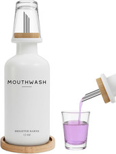 White Glass Mouthwash Dispenser for Bathroom by - Mouth Wash Dispensers with St