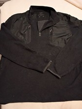 Bugatchi Mens Black Quarter Zip Pullover Swea...
