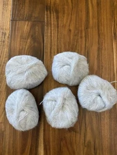 5 Skeins Mohair White Grey Mixed Yarn 109g #44