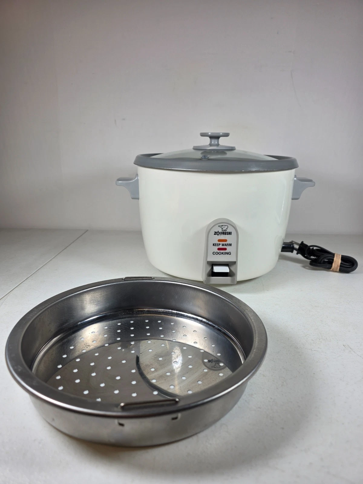 Zojirushi NHS-18 Rice Cooker Steamer 10 Cup White with Stainless Steel Tray