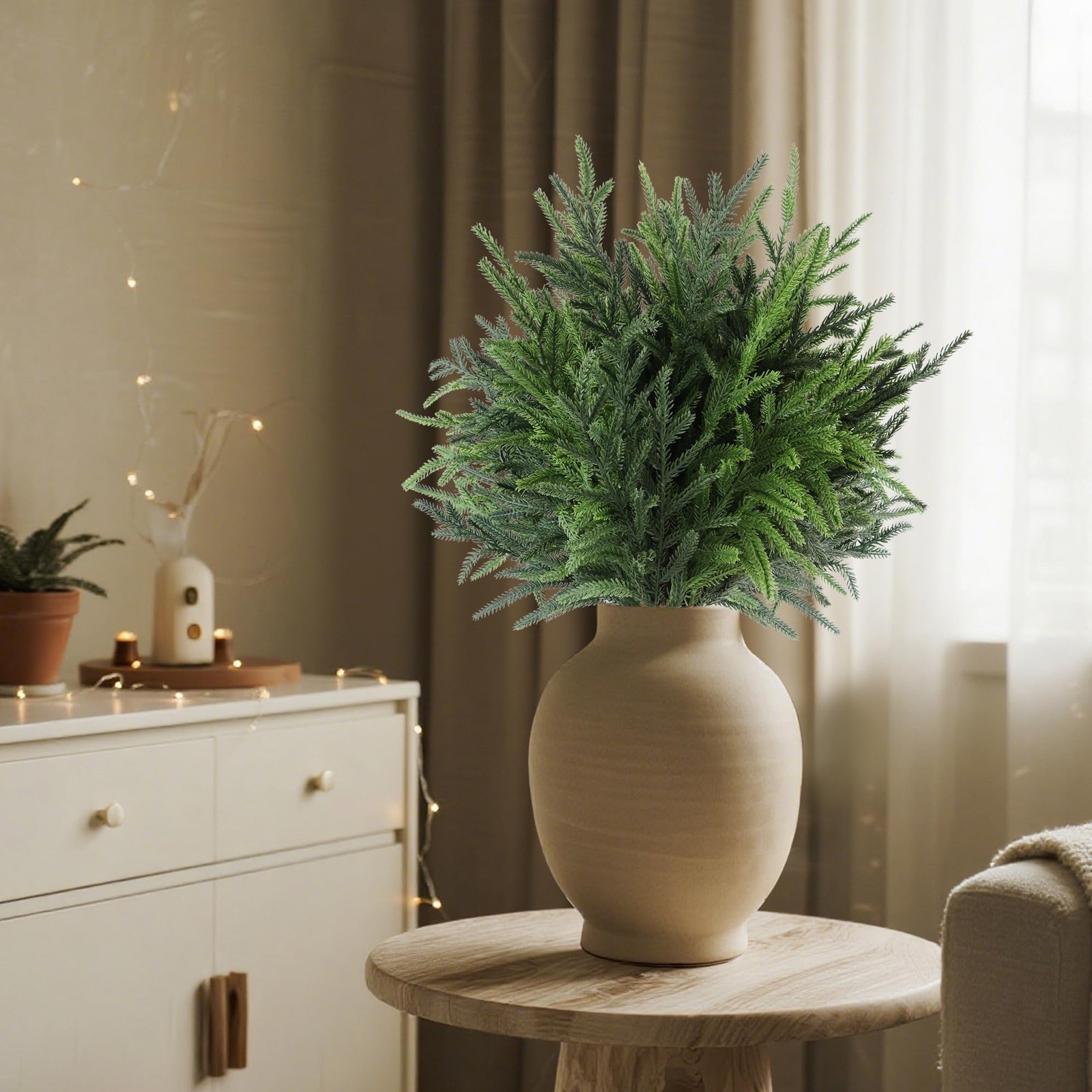 24" Extra Long Artificial Norfolk Pine Stems - 12 Pack Real Touch Christmas G...