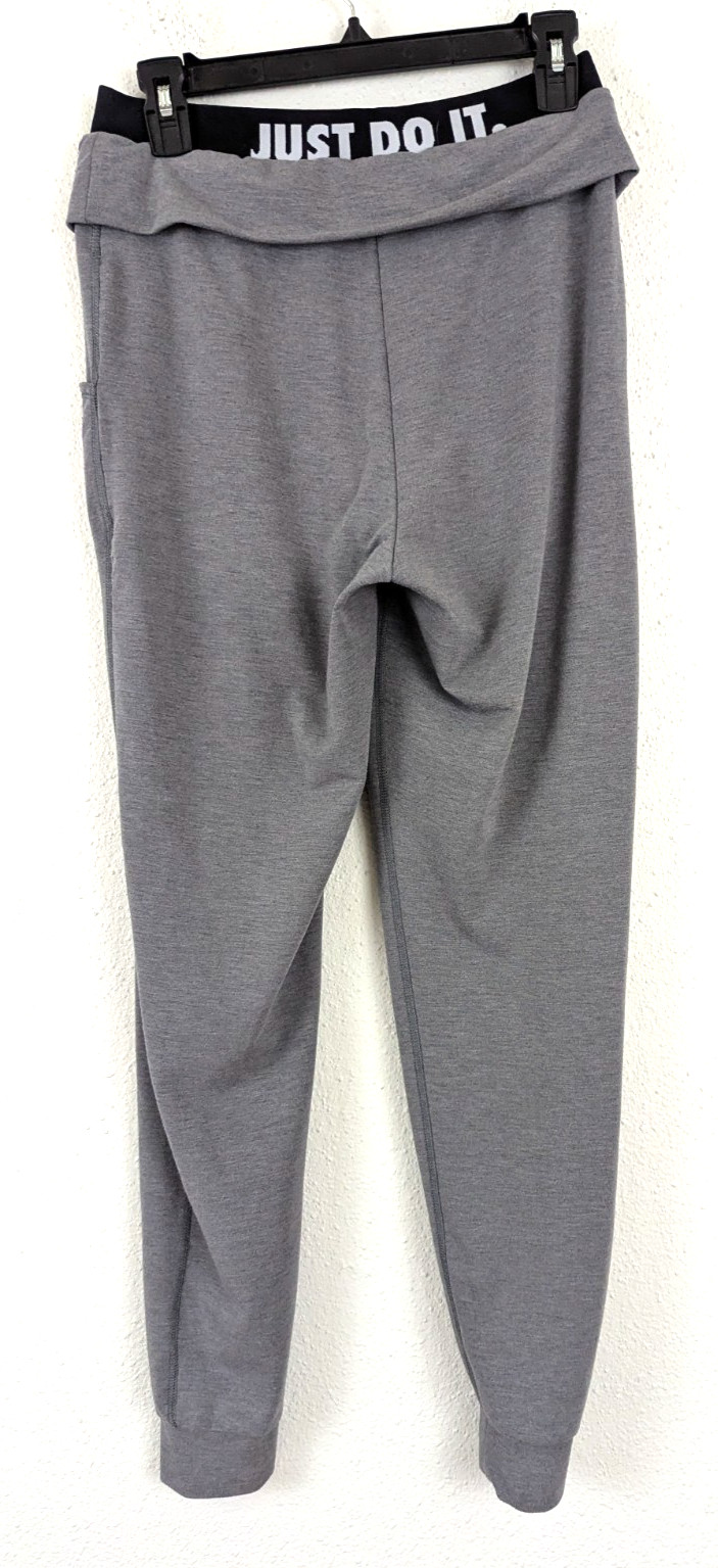 Nike Dri Fit Just Do It sz S Foldover Jogger Pants gray knit pull on 1962 thumbnail 4