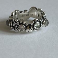 Genuine Retired Pandora 🌟 Topaz Moonstone Natures Serenity Ring 🌟 Size 54