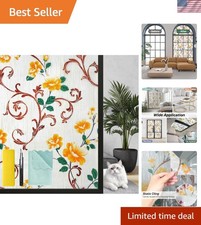 Elegant Stained Glass Window Privacy Film - UV Blocking Non-Adhesive 11.8x78.7