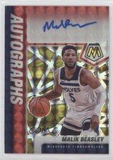2020-21 Panini Mosaic Choice Fusion Red & Yellow Prizm Malik Beasley Auto 5ub