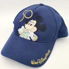 Disney World Parks 50 Anniversary Mickey Mouse Blue Baseball Hat Cap Youth Child