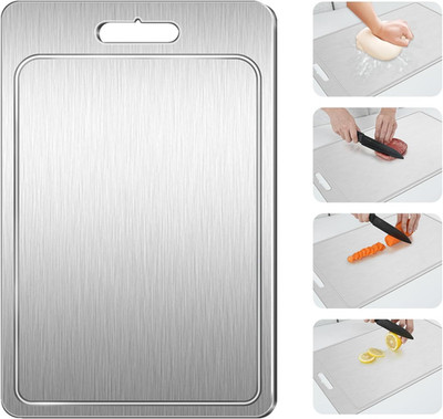 Titanium Cutting Board 100% Pure Cutting Boards with Juice Groove Metal Grade Fo
