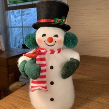 Vintage Santa's Factory Snowman Christmas Winter Decoration Made in Taiwan 12"