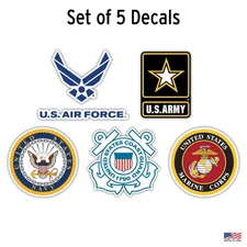 AUTO DRIVE - Set of 5 Auto Decals ~ US Military All Branches