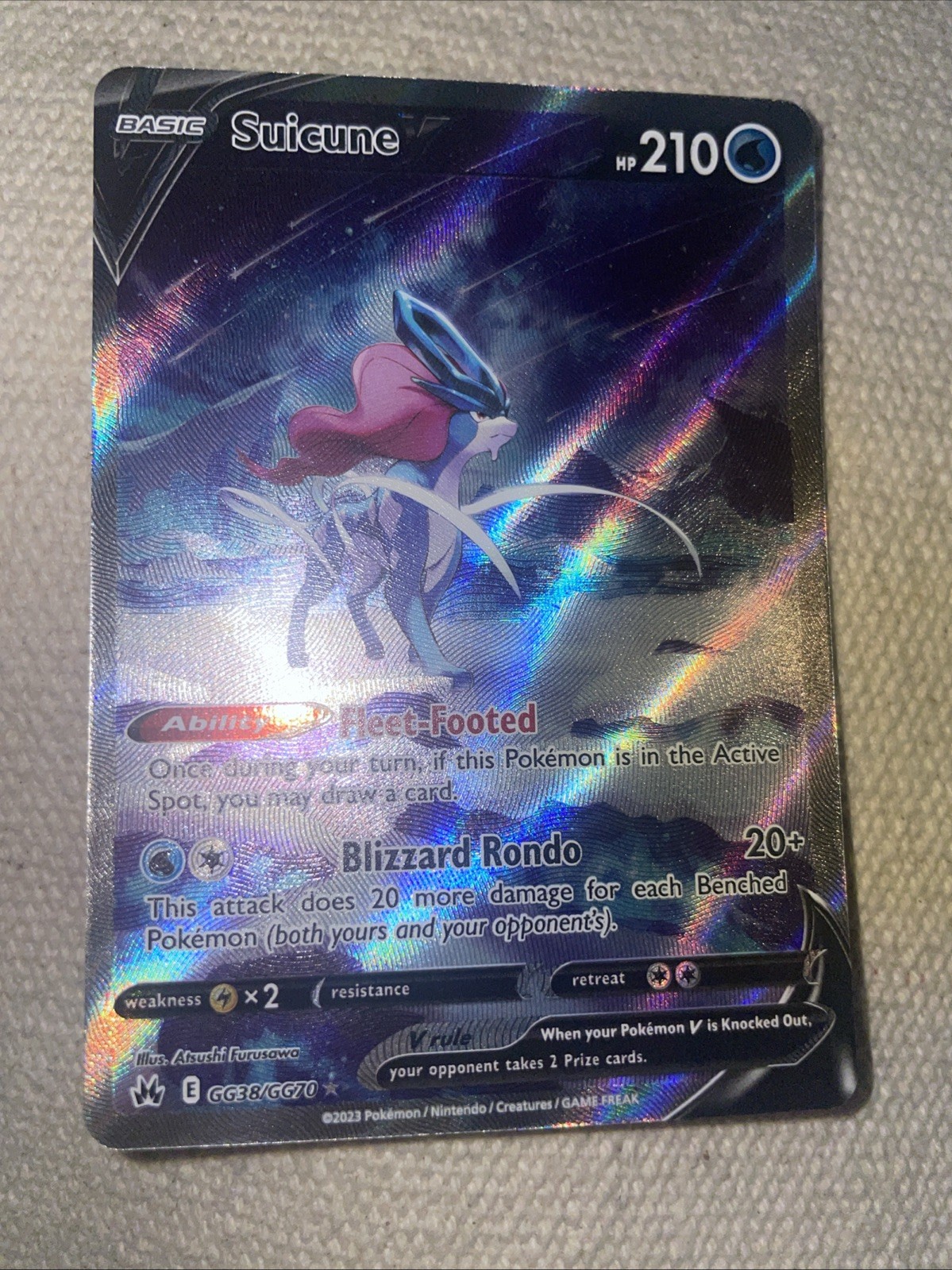 Pokemon Card TCG Suicune V GG38/GG70 Crown Zenith Full Art Holo