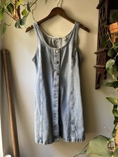 Levi's Women's Blue Denim Sleeveless Button-Front Scoop Neck Shift Dress S