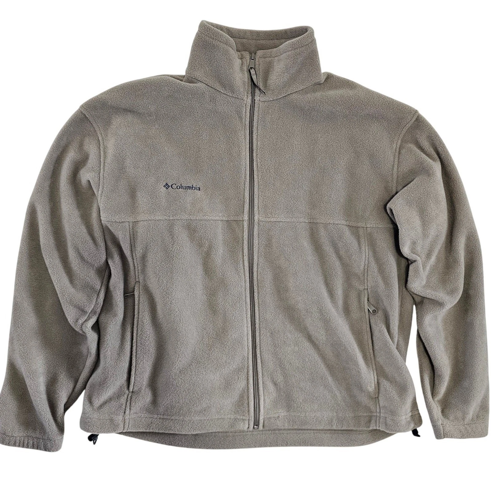 Columbia Mens XL Fleece Jacket Tan Khaki Full Zip Steens Mountain Soft Outdoor