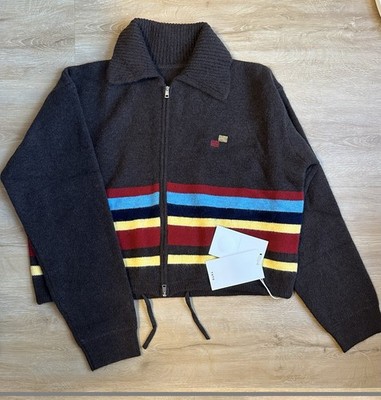 SALE Damen Strickpullover Langarm Kragen Reißverschluss gestreift Oversize Gr.M