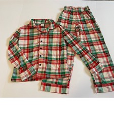Cat  Jack Kids Red Green Plaid Fleece Pajama Set Size S 6/7 Holiday Christmas