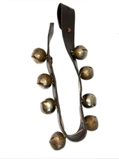 Vintage Leather Sleigh Bell Strap – 8 Jingle Bells  26” Long