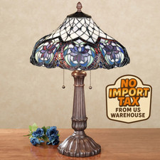 🔥FREE SHIP Lahela Tiffany Style Stained Glass Table Lamp Purple Accent Light