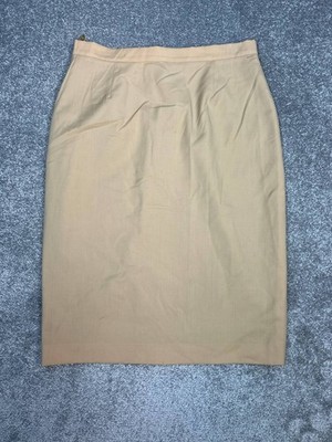 Burberry Pencil Skirt Womens 12 Beige Straight Classic Fit Back Slit Business