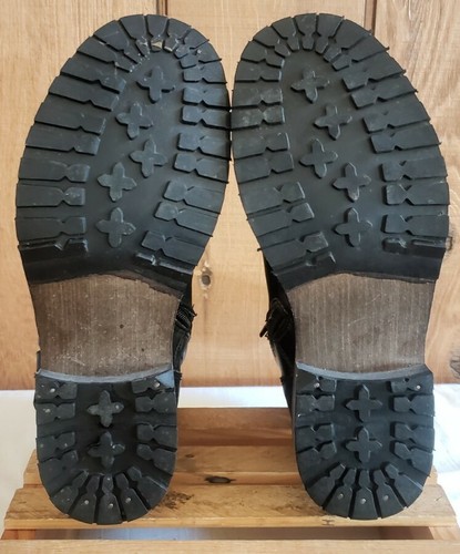 Stivali biker metà polpaccio pelle nera fibbia Salisbury nastro rosso 10020 uomo taglia 8 M - Foto 5 di 7