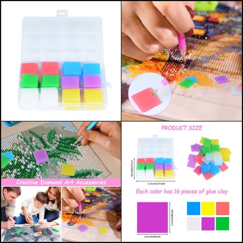 96 Pcs Diamond Painting Glue Clay Wax, DIY 5D Diamond Art Accessories 6 Colors