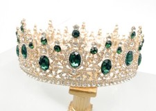 Royal Green Crystal Crown for Party, Costume, Headpiece, Jewelry, Birthday, Gift