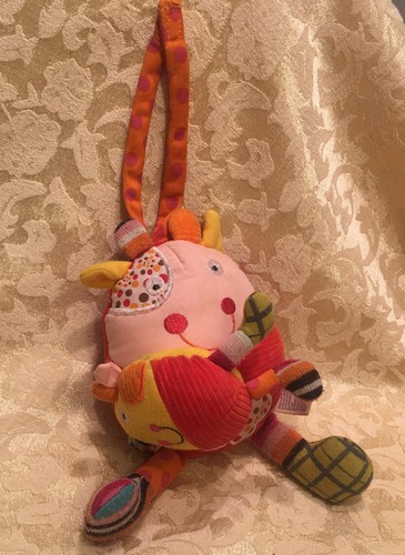 Musical Cow Baby Toy Wind Up Plush Pink Red Lullaby France