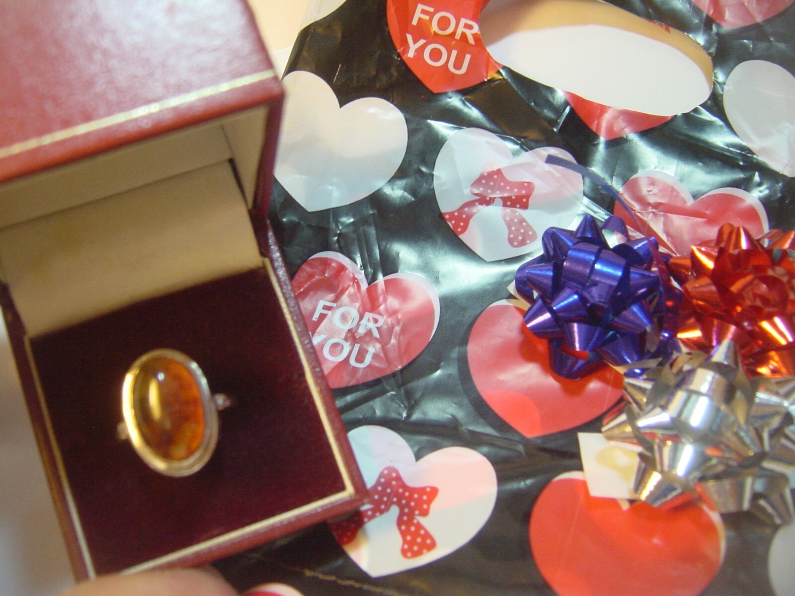 superb-solid silver-chunky classy ring-natural am… - image 2