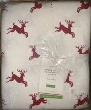 New Pottery Barn Jumping Reindeer Flannel Sheet Set FULL Red