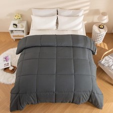 Bedding Comforter Duvet Insert Quilted Comforter with Corner Tabs - Grey