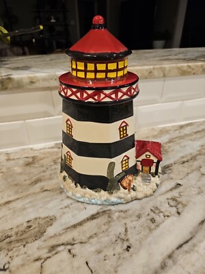 Vintage Lighthouse Cookie Jar Ceramic 9'' By 8'' By 12'' Tall