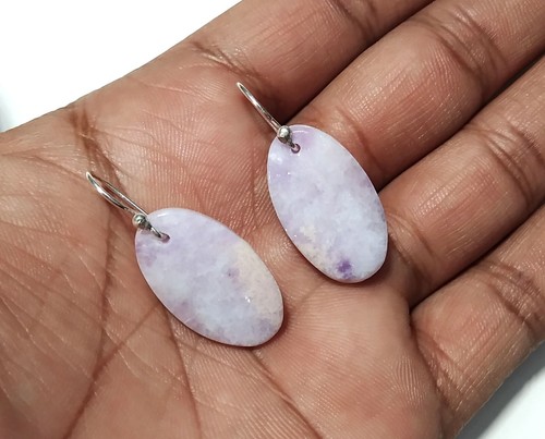 Natural Lepidolite Earrings, Solid 925 Sterling Silver Earring, Gift For Womens - Picture 6 of 6