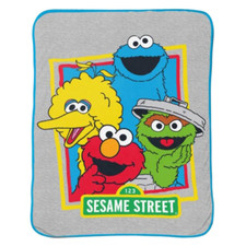 Sesame Street 46" x 60" Multicolor Plush Microfiber Throw, Machine Washable