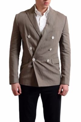 Dsquared2 Men's Linen Beige Double Breasted Blazer Sport Coat US 38 IT 48