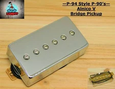 P-94 Style Humbucker sized P-90 Bridge Pickup Chrome ( Alnico 5 )