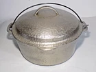 Wagner Ware H.S. 1268 No.8 Hammered Nickel Cast Iron Dutch Oven-Restored-NICE