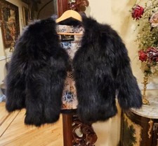 Real Black Fox Fur Coat Jacket Sz Xxs