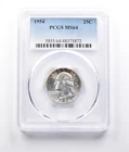 1954 Washington Quarter MS64 PCGS Beautifully Toned *7303
