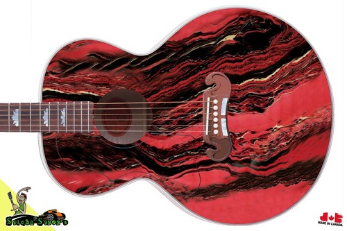 Guitar Skin Wrap Axe Reface - 80er rot schwarz Bowlingkugel Marmor 183 - Bild 43 von 71