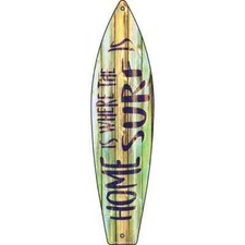 Where The Surf Is Metal Surfboard Sign 23"x6" Plaque Home Door Garage Wall