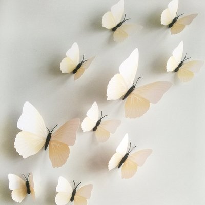 12pc Decorative 3D butterfly wall stickers with Magnet, removable for Home-White