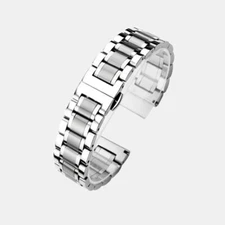 Metal Stainless Steel Replacement Watch Band Bracelet Strap Buckle Curved Solid