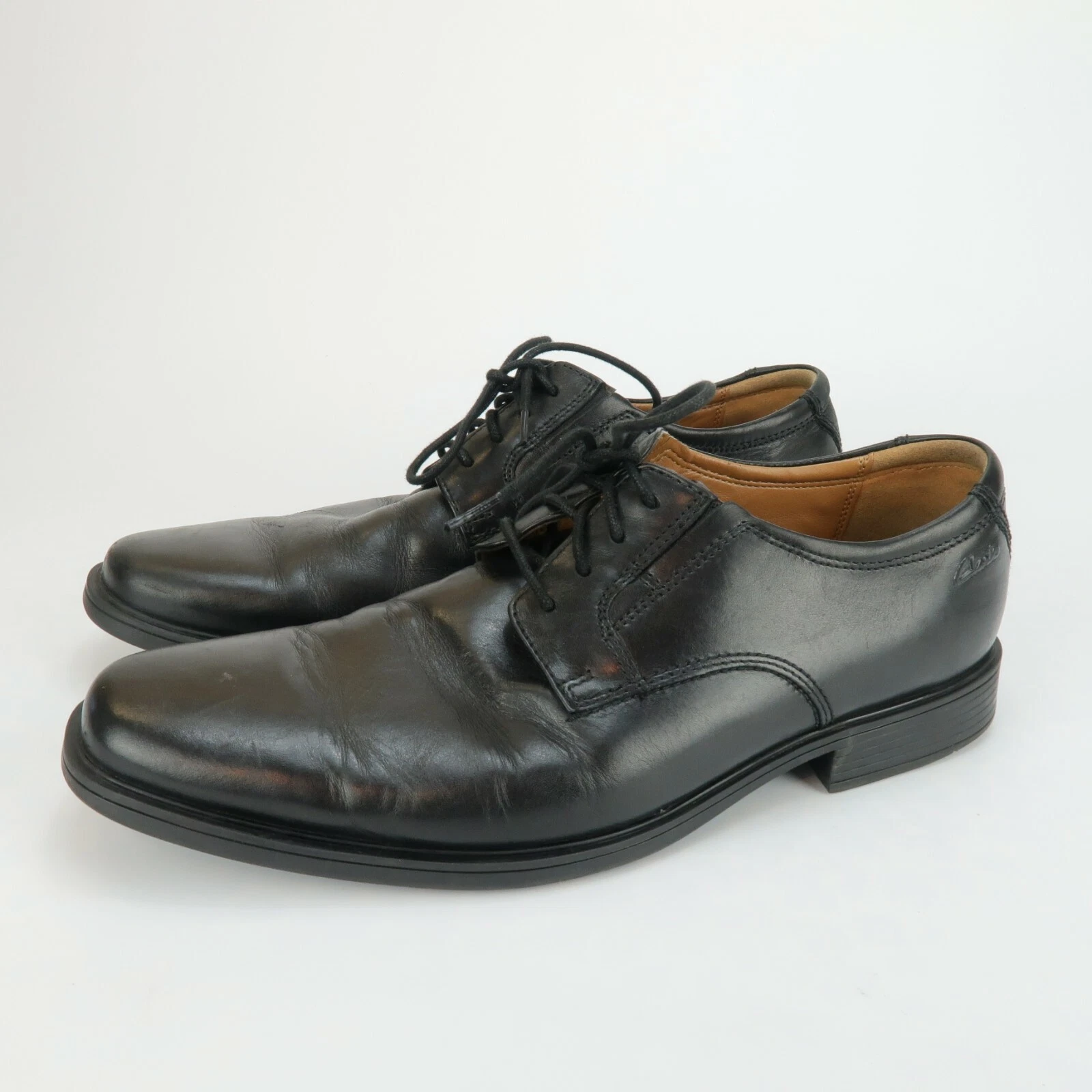 Scarpe Oxford Clarks Narrative Tilden punta piatta in pelle nera taglia 9 M