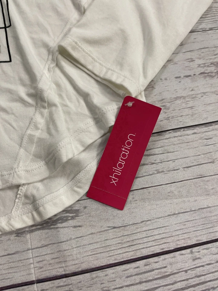 Camisa xhilaration Jóvenes Niñas Blanco Gráfico Manga Larga Talla Grande 10/12 Foto 4 de 4